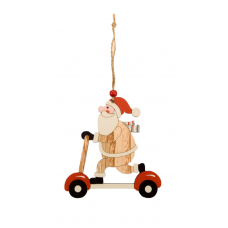 Χριστουγεννιάτικoς Ξύλινος Άγιος Βασίλης με Πατίνι (13cm)